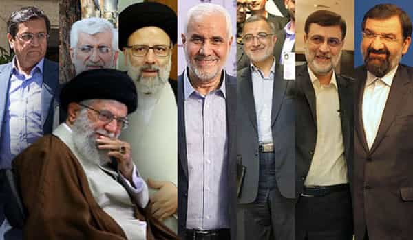 خامنهای و کاندیداهای انتخابات ۱۴۰۰ (عکس مونتاژ شده)