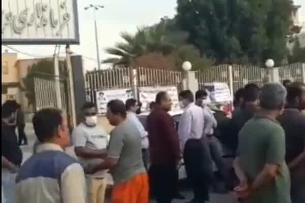 کارگران شهرداری خرمشهر، اجتماع اعتراضی در برابر فرمانداری، آبان ۱۴۰۰