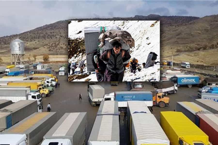 کولبران، زمینه عکس: پارکینک کامیونها، مرتبط با طرح منطقه بانه و مریوان