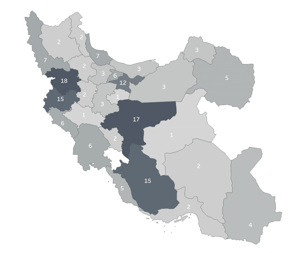 نمودار هفت: تجمع تعداد اعتصابات بازاریان و اصناف ثبت شده از ۱۴ تا ۱۶ آذر