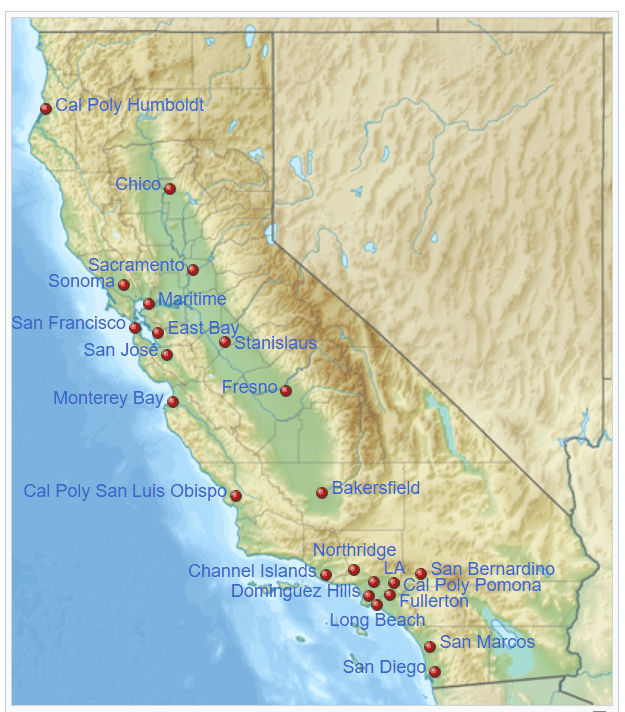 دانشگاه‌های ایالتی کالیفرنیا شامل۲۳دانشگاه در ایالت کالیفرنیا