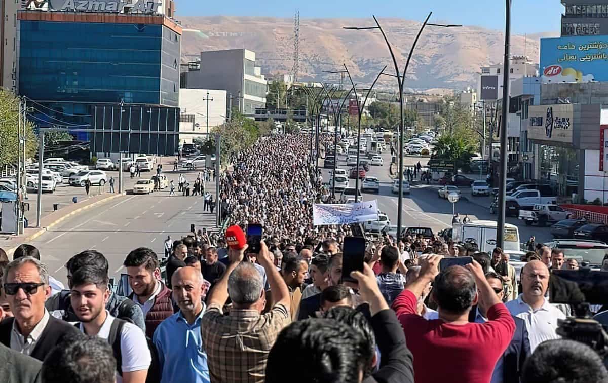 تصویری از اعتراضات معلمان در اقلیم کردستان عراق- ژانویه ۲۰۲۴- منبع عکس روداو