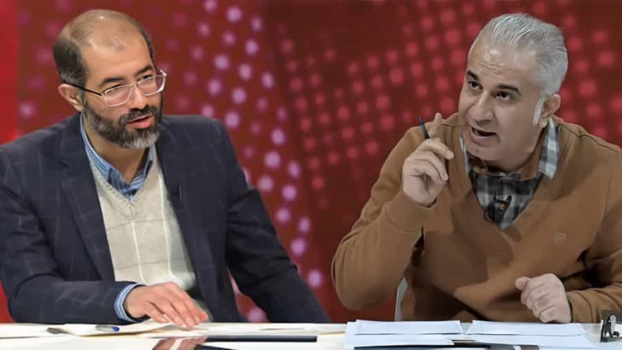 مصطفی مهرآئین(راست) و مهدی جمشیدی (چپ) در برنامهی «جریان» در شبکه اول صدا و سیما