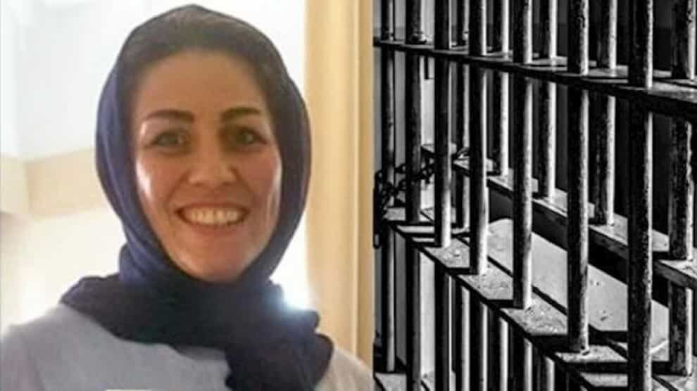 تصویر ترکیبی از چهره مریم اکبری منفرد و میلههای زندان