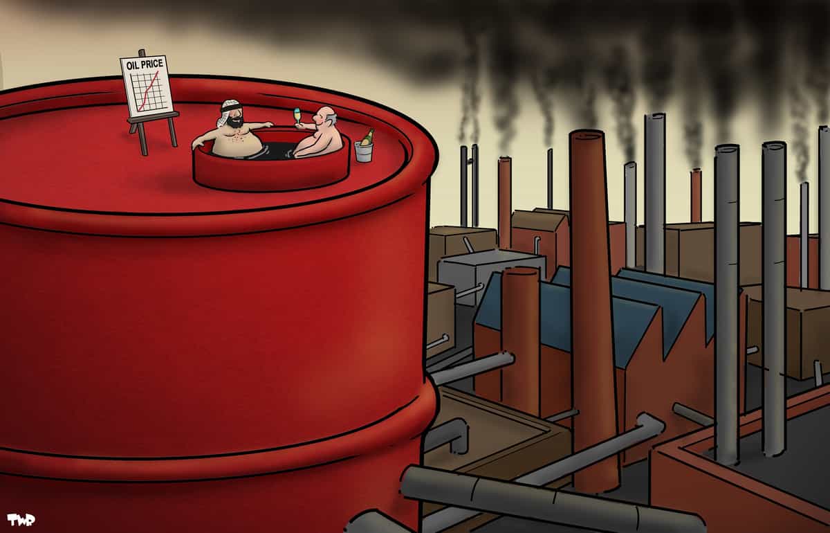 «وابستگی نفتی»: اثر Tjeerd Royaards، منبع: cartoonmovement