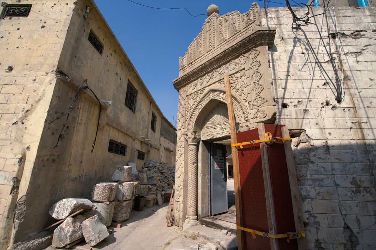 بازسازی کلیسای مطهر (الطاهره الکبری) توسط سازمان آموزشی، علمی و فرهنگی سازمان ملل متحد یونسکو، در شهر موصل در شمال عراق. (عکس: خبرگزاری فرانسه)