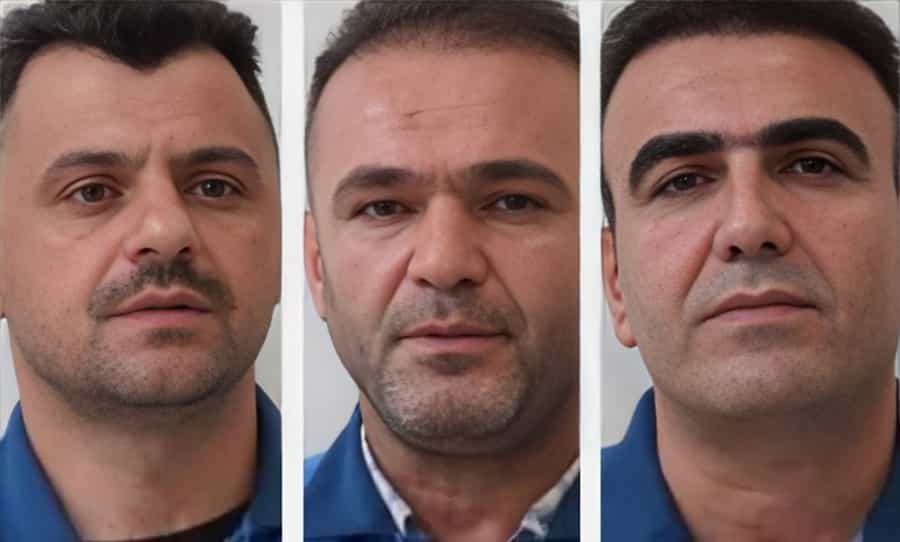 چهره‌های رسول احمد محمد، آزاد شجاعی و ادریس آلی در لباس زندان