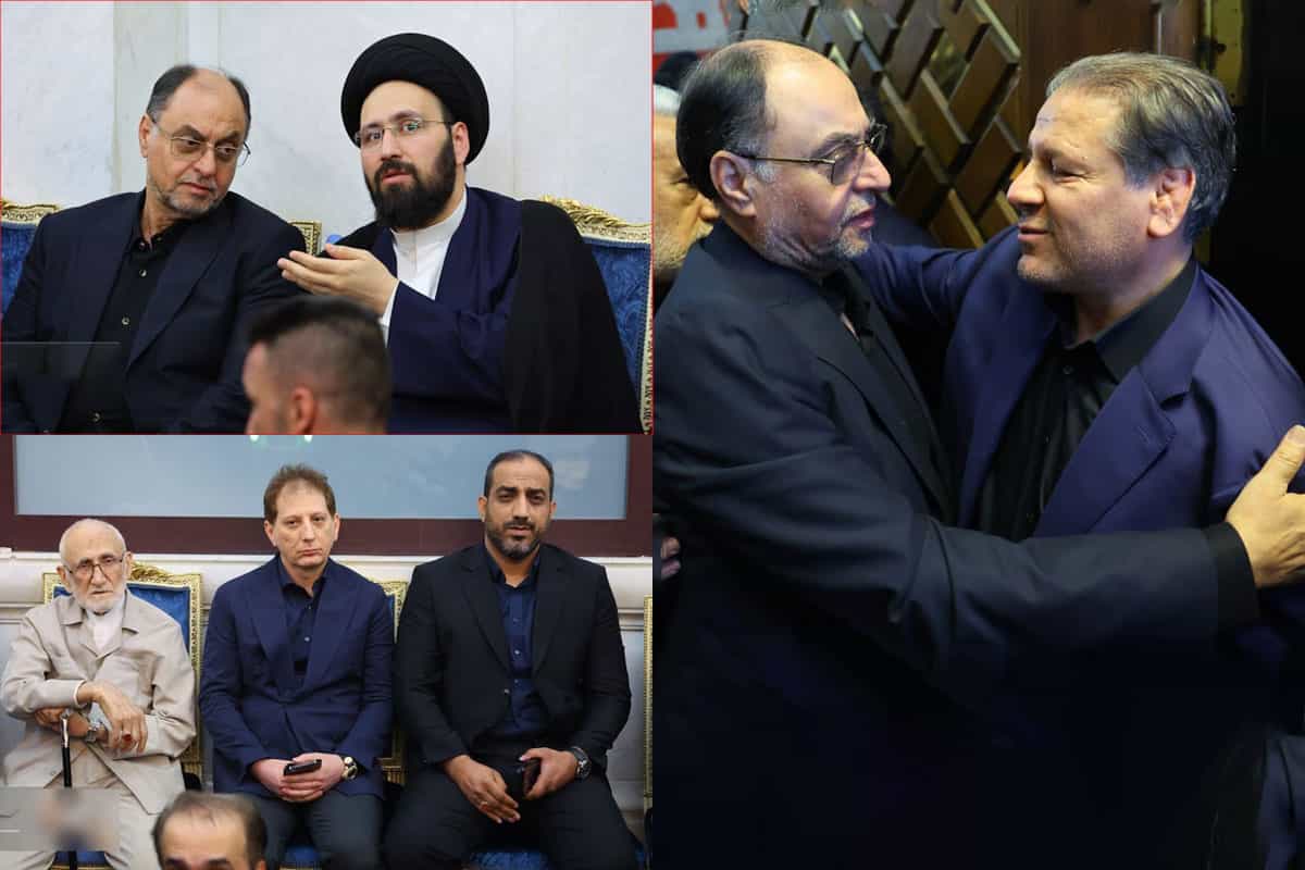 وحید حقانیان، علی خمینی، بابک زنجانی در مراسم ختم پدر علی انصاری