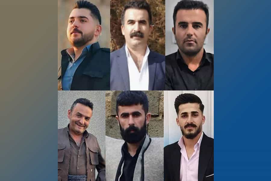 تصاویری از چهرههای شورش سرروتی، اسماعیل سیدمحمودیان، شوانه ابراهیمی. پایین از راست شهرام نجاری، کیوان سیداحمدی و سالار خلیفهزاده