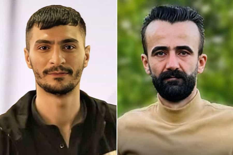 چهرههای بهرام مجدی‌فرد (راست) و شاهین وصاف، دو زندانی سیاسی کُرد