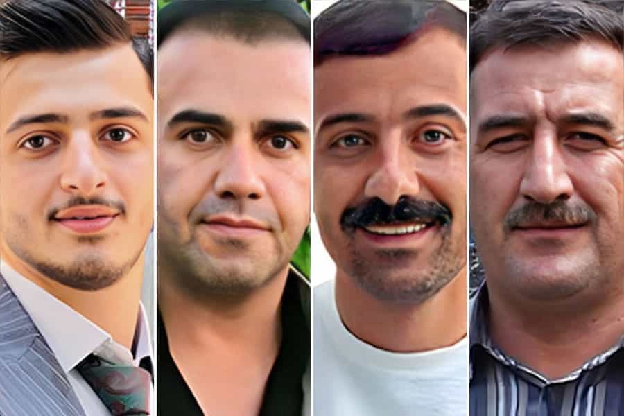 تصاویری از چهرههای طاهر باپیران (بارام)؛ رزگار خوانپایه؛ هژار تورجی و سیامند اسماعیلی، چهار شهروند کُرد