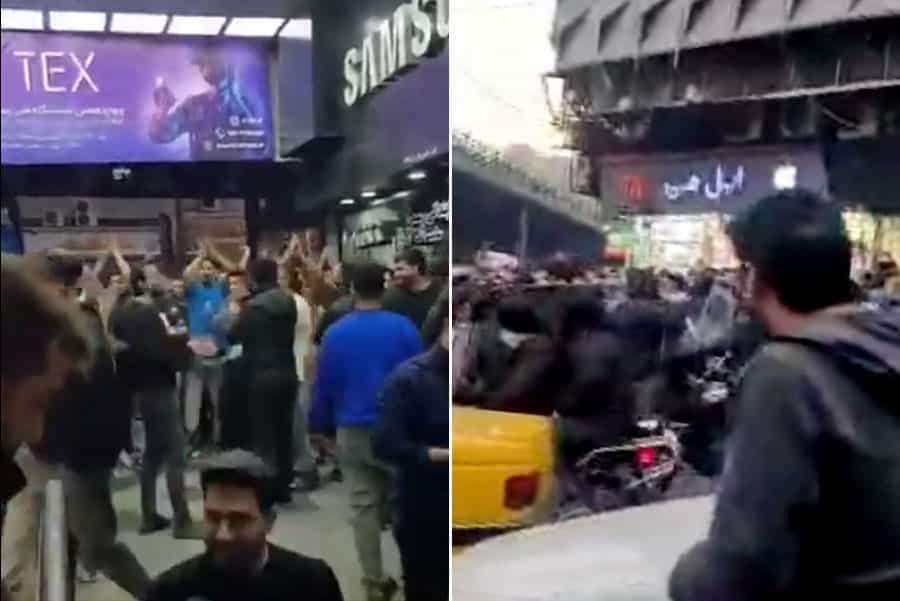 دو تصویر از تجمع کاسبان بازار موبایل تهران