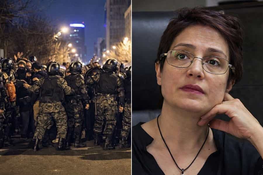 تصاویری از چهره نسرین ستوده و اعتراضات سراسری در ایران