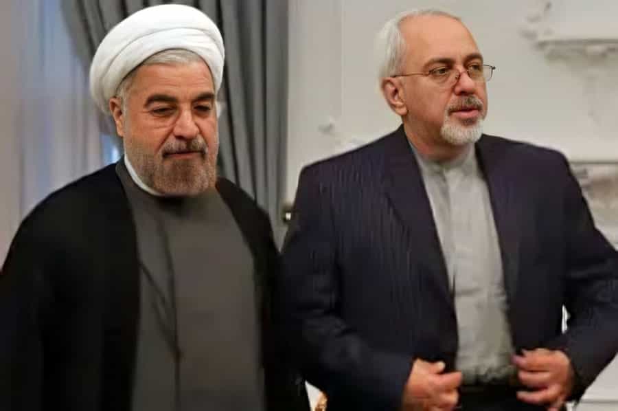 محمدجواد ظریف (راست) و حسن روحانی