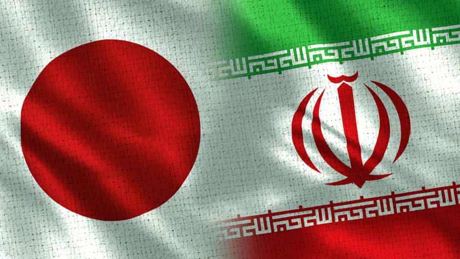 تصویری از پرچمهای جمهوری اسلامی ایران و ژاپن