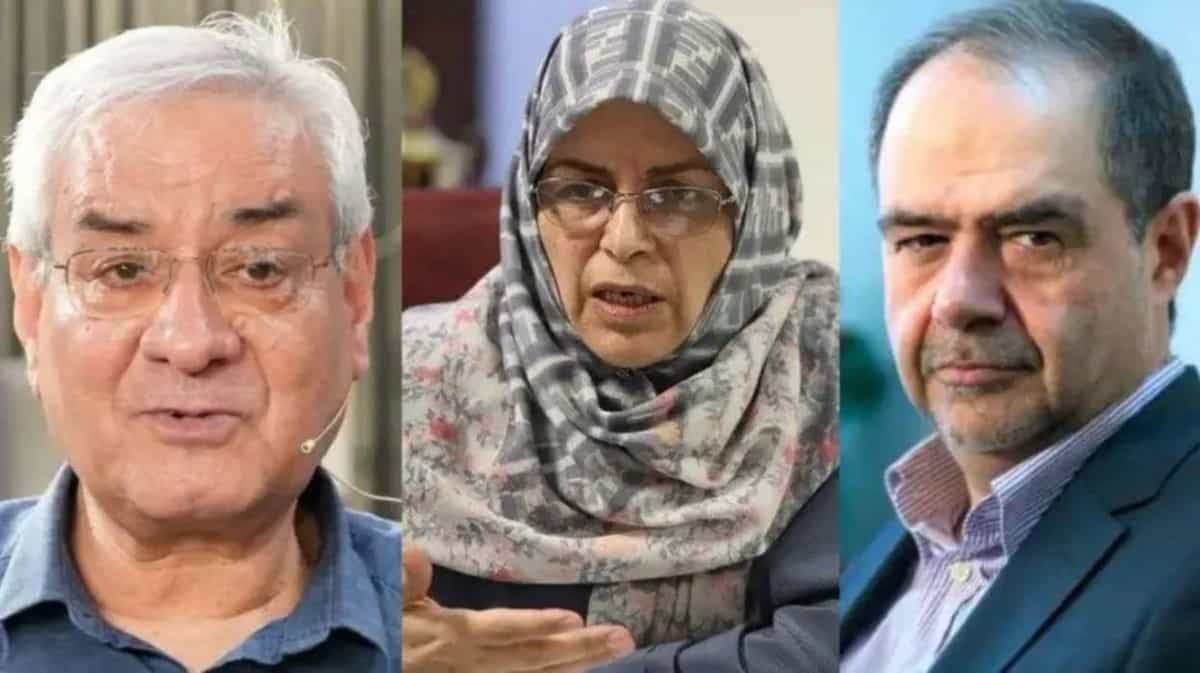 توضیح تصویر، از راست محسن امین زاده، آذر منصوری و ابراهیم اصغرزاده از چهره‌های اصلاح طلب بازداشت شده هستند