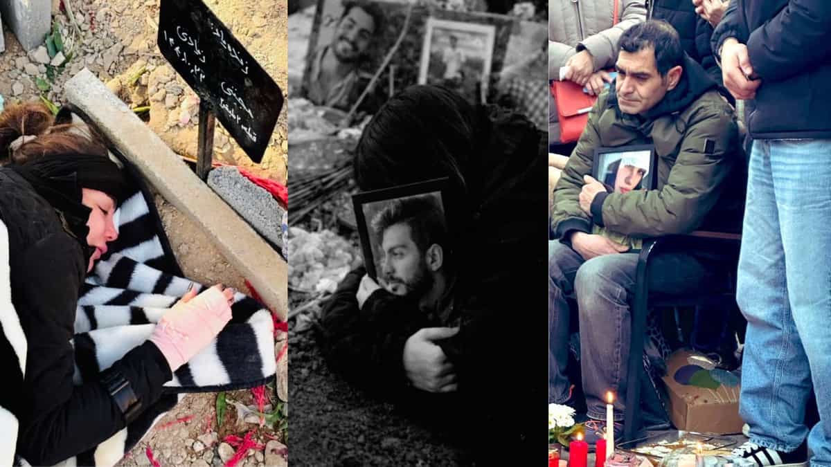 تصویر سه بازمانده جانباخته در سوگواری