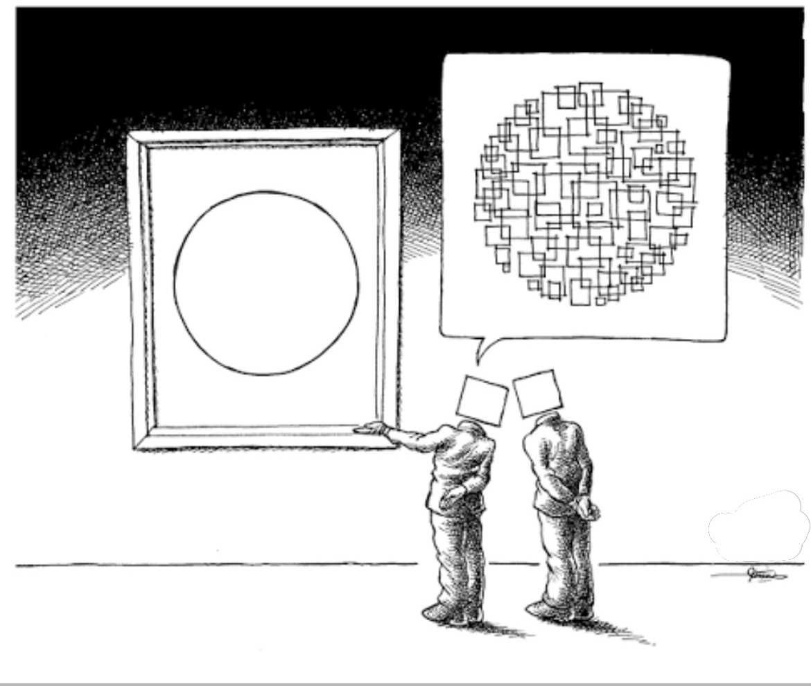 یک اثر از مانا نیستانی دو فرد که دارند دو تصویر می بینند