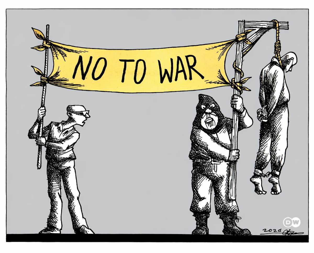 کارتونی از مانا نیستانی درباره اعدما ه نه به جنگ