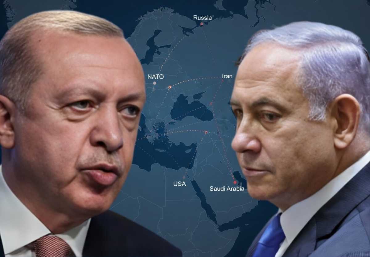 اردوغان و نتانیاهو: رقابت در گستره غرب آسیا تا شرق مدیترانه (عکس: زمانه با استفاده از هوش مصنوعی)