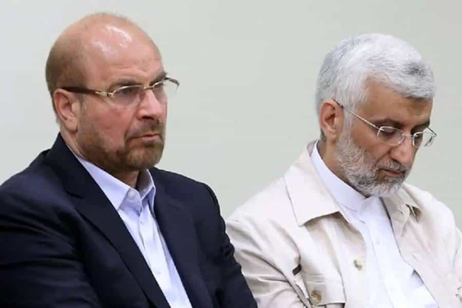 چهره‌های سعید جلیلی و محمدباقر قالیباف در کنار هم