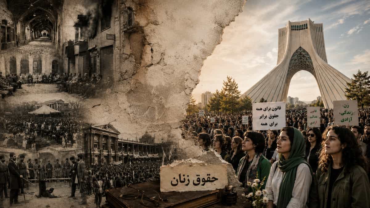میدان ازادی و تصاویری از ایرانی ها و عکس های جنبش مشروطه