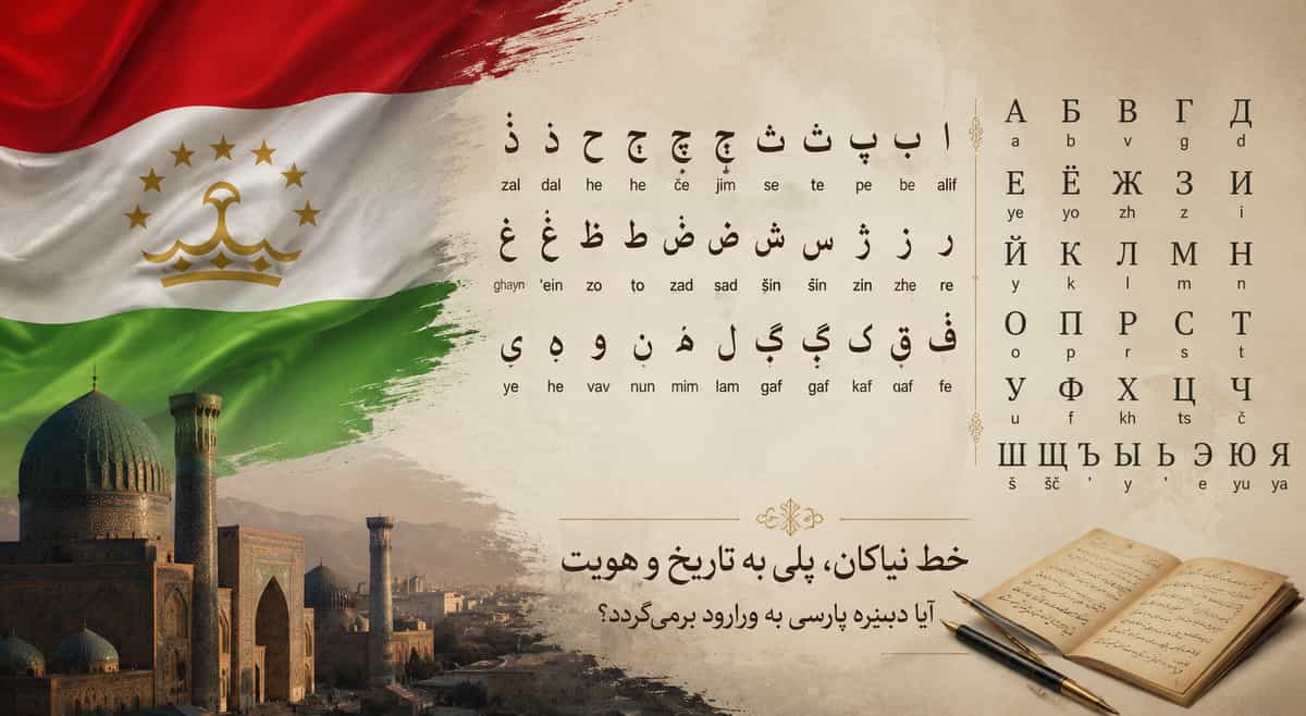 الفبای پارسی و سیریلیک تاجیکستانی و پرچم ستاجیکستان