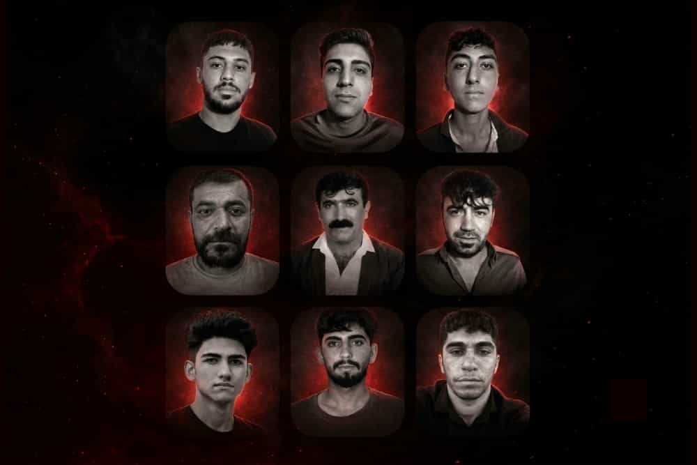 تصاویری از چهره‌های ۹ پیشمرگه حزب «کومله زحمتکشان کردستان» که در جریان حملات موشکی سپاه پاسداران در سلیمانیه کشته شدند.