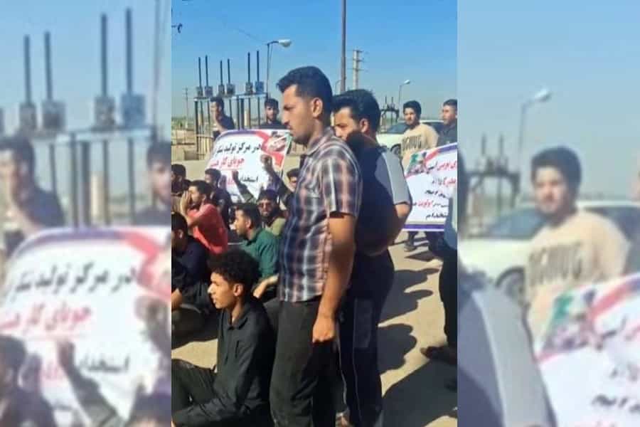 تصویری از تجمع جوانان شهر حُر مقابل هفتتپهتصویری از تجمع جوانان شهر حُر مقابل هفتتپه